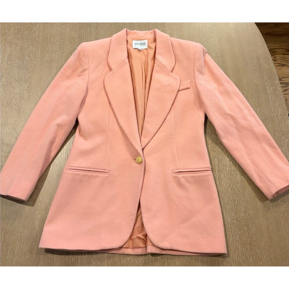 Vintage Hugo Buscati Milano Womens 4 Wool Nylon Cashmere Pink Blazer Career
